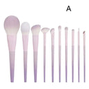 10Pcs Purple Makeup Brush Set Full Set of Beauty Tools Loose Powder Brush Eye Shadow Brush Concealer Brush