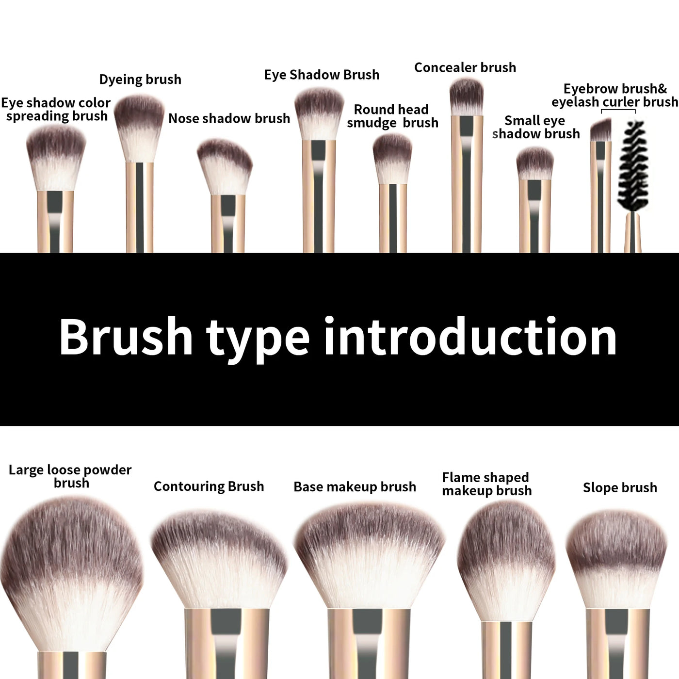 Makeup Brush 13PCS Set Foundation Concealer Powder Eyeshadow Blush Brush Kabuki Blending Cosmetic Beauty Tool for Face