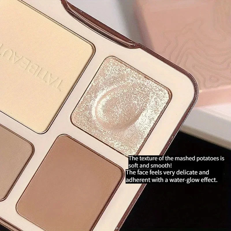 TATIBEAUTY 4-Color Contour Palette Multi-Use Matte Brightener Shimmer Highlight for Eye Shadow And Contouring