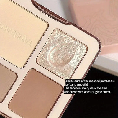 TATIBEAUTY 4-Color Contour Palette Multi-Use Matte Brightener Shimmer Highlight for Eye Shadow And Contouring