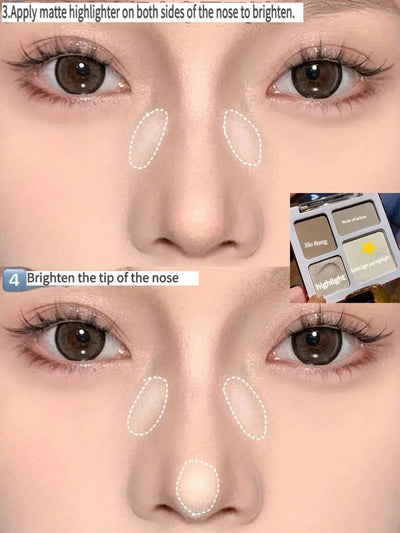 TATIBEAUTY 4-Color Contour Palette Multi-Use Matte Brightener Shimmer Highlight for Eye Shadow And Contouring