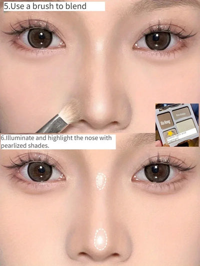 TATIBEAUTY 4-Color Contour Palette Multi-Use Matte Brightener Shimmer Highlight for Eye Shadow And Contouring