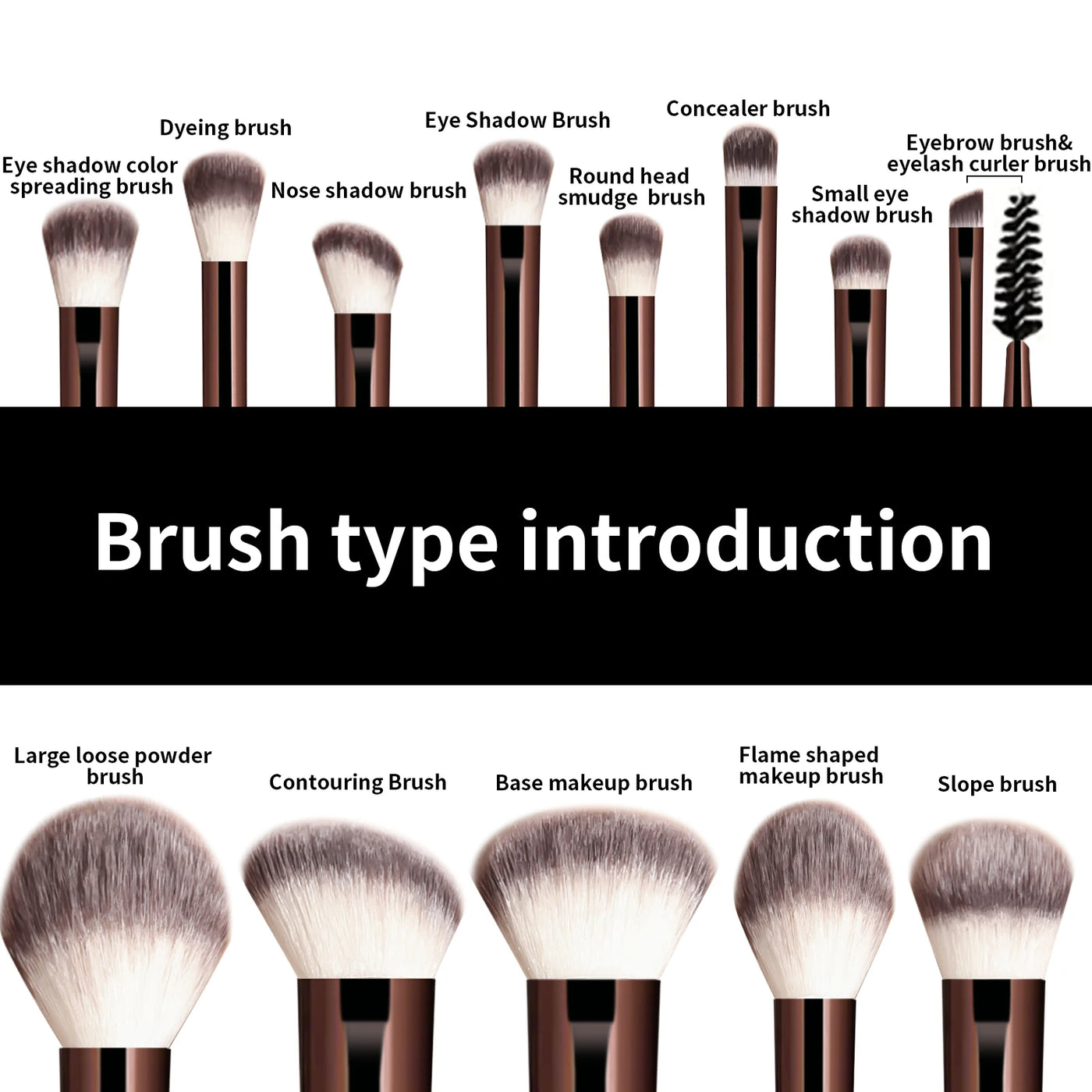 Makeup Brush 13PCS Set Foundation Concealer Powder Eyeshadow Blush Brush Kabuki Blending Cosmetic Beauty Tool for Face
