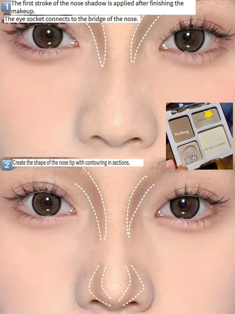 TATIBEAUTY 4-Color Contour Palette Multi-Use Matte Brightener Shimmer Highlight for Eye Shadow And Contouring