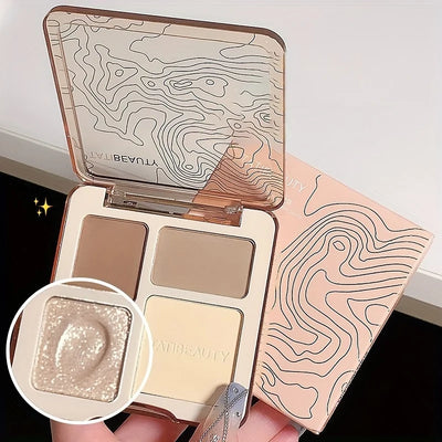 TATIBEAUTY 4-Color Contour Palette Multi-Use Matte Brightener Shimmer Highlight for Eye Shadow And Contouring